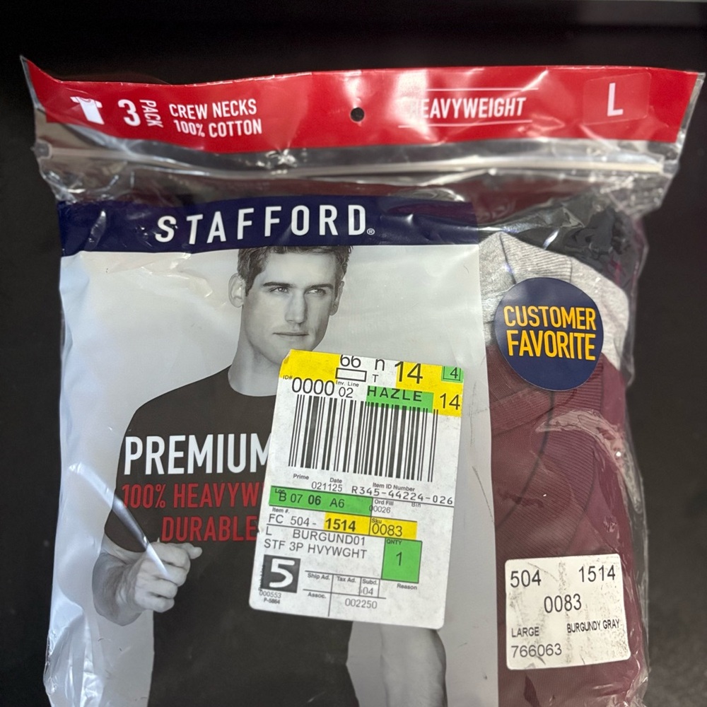 Stafford Red Heavyweight Crew Neck T-Shirt Pack